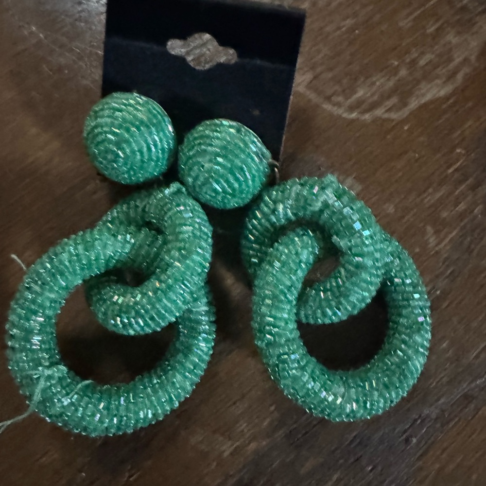Elegant Green Beaded Earrings